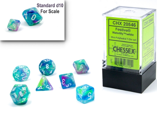 Chessex Festive Mini-hedral Watterlily/white 7 - Die set 