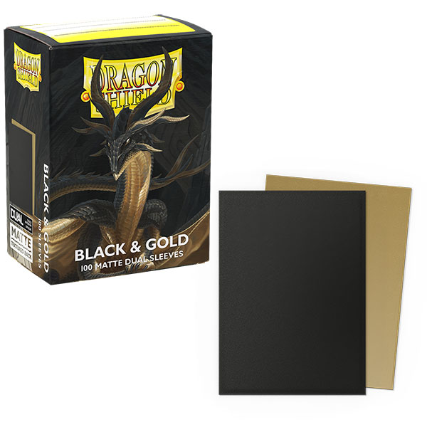 Dragon Shield Sleeves: Standard DUAL- Matte Black & Gold (100 ct.)